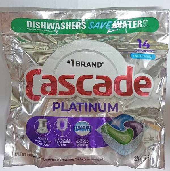CASCADE Platinum 'Fresh Scent' Dishwasher PACS für Spülmaschinen 14St = 221 gr